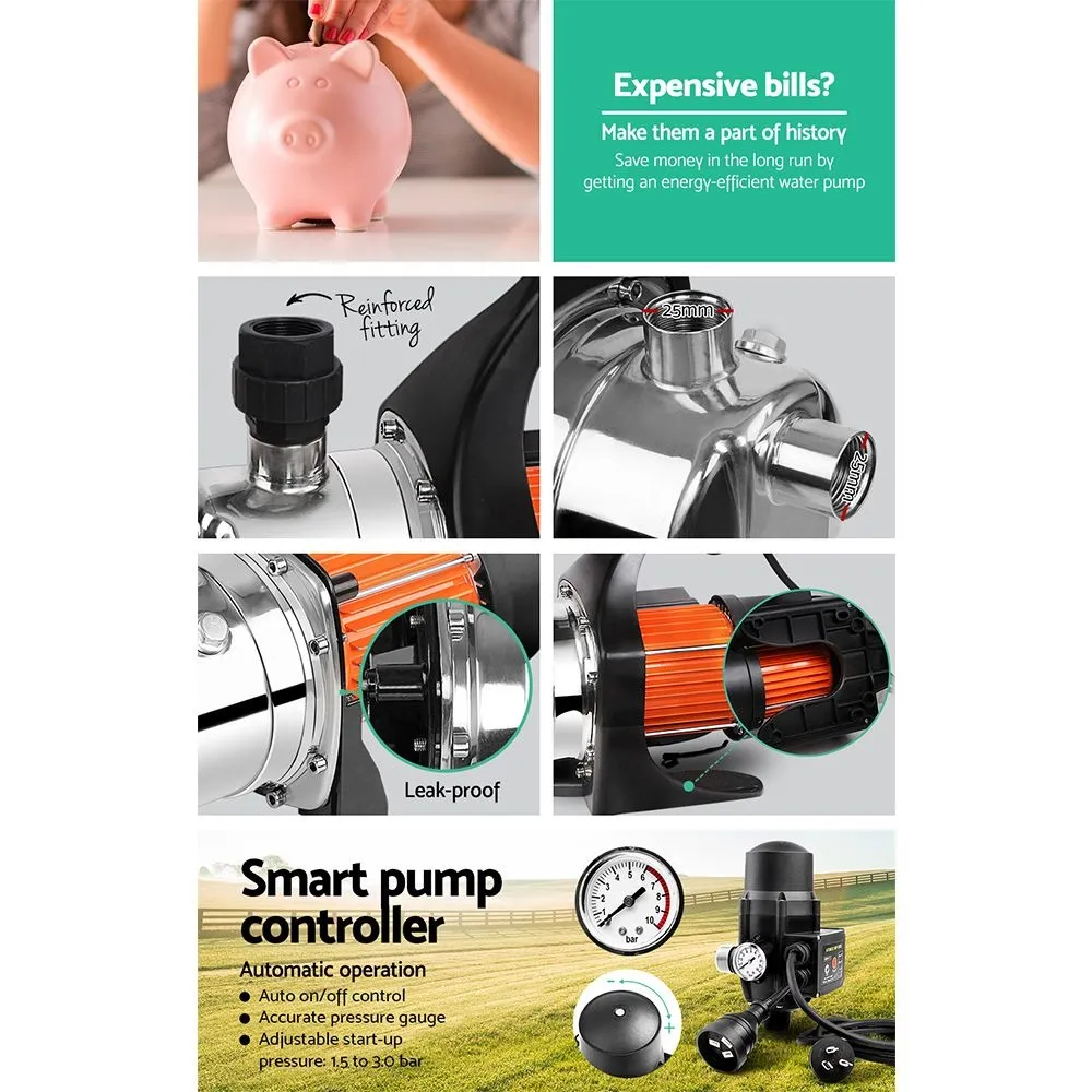 Garden Pump with Controller 800W Max 3,240L/H 40m Head for Rain Tank & Irrigation Black - Image 6