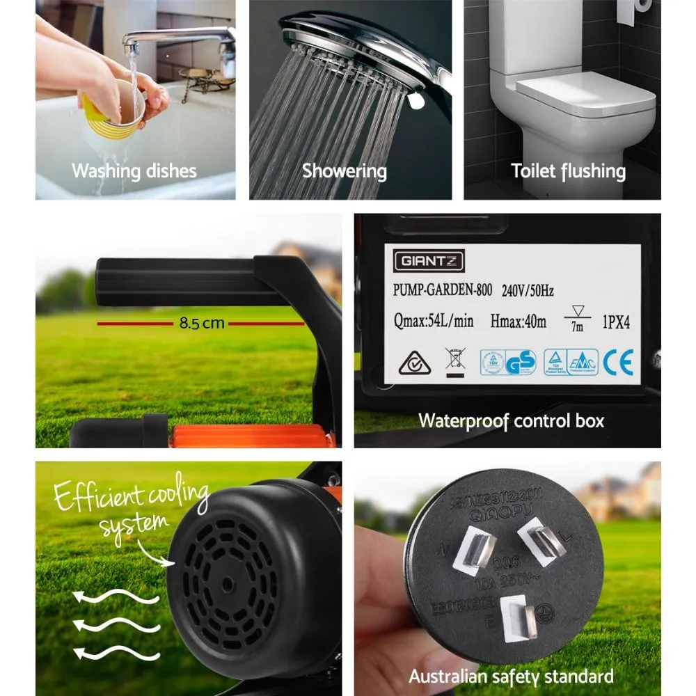 Garden Pump with Controller 800W Max 3,240L/H 40m Head for Rain Tank & Irrigation Black - Image 7
