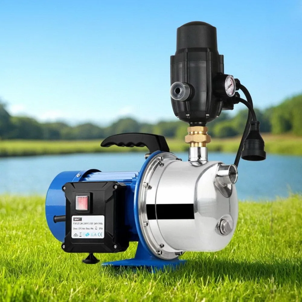 Stainless Steel Jet Pump 1100W High Pressure Garden Water Pump with Auto Controller 4,600L/H 45m Head Black - Image 2