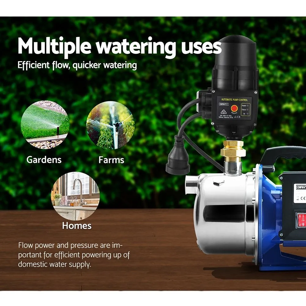 Stainless Steel Jet Pump 1100W High Pressure Garden Water Pump with Auto Controller 4,600L/H 45m Head Black - Image 5