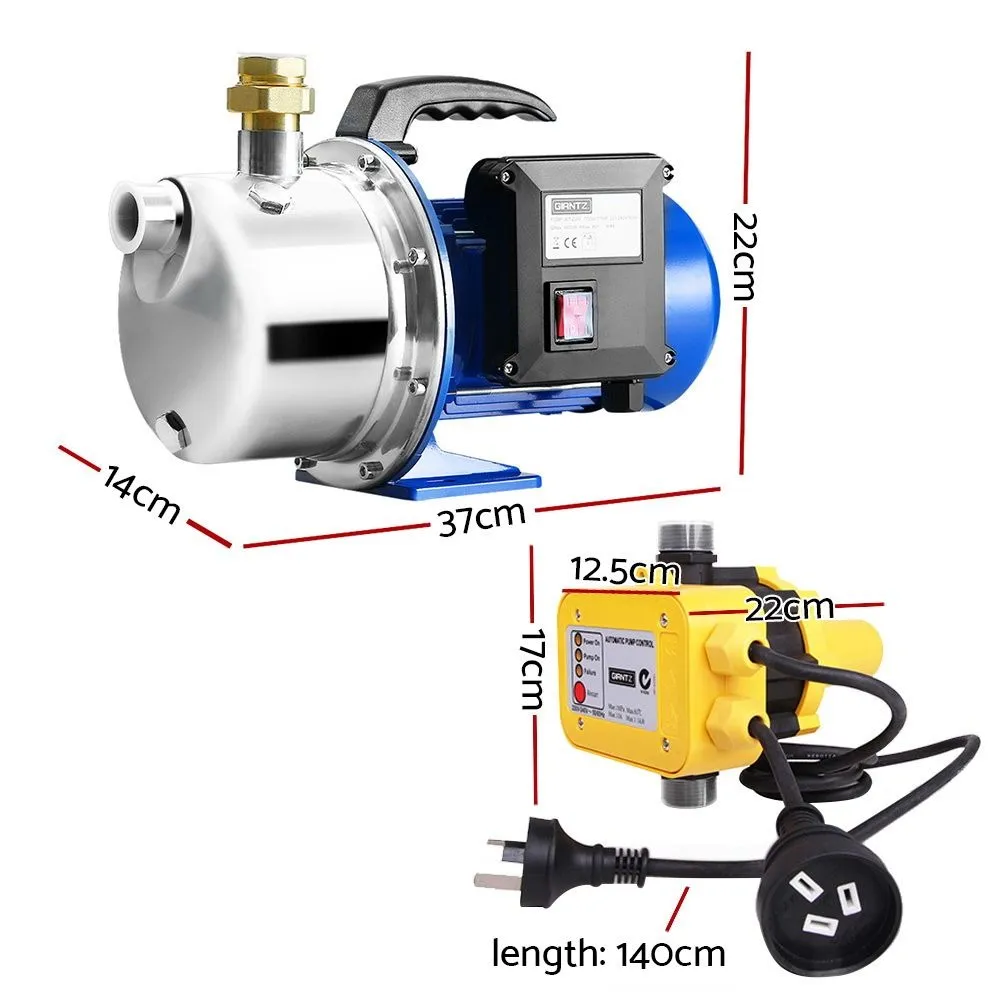 Stainless Steel Jet Pump 1100W High Pressure Garden Water Pump with Auto Controller 4,600L/H 45m Head Yellow - Image 3