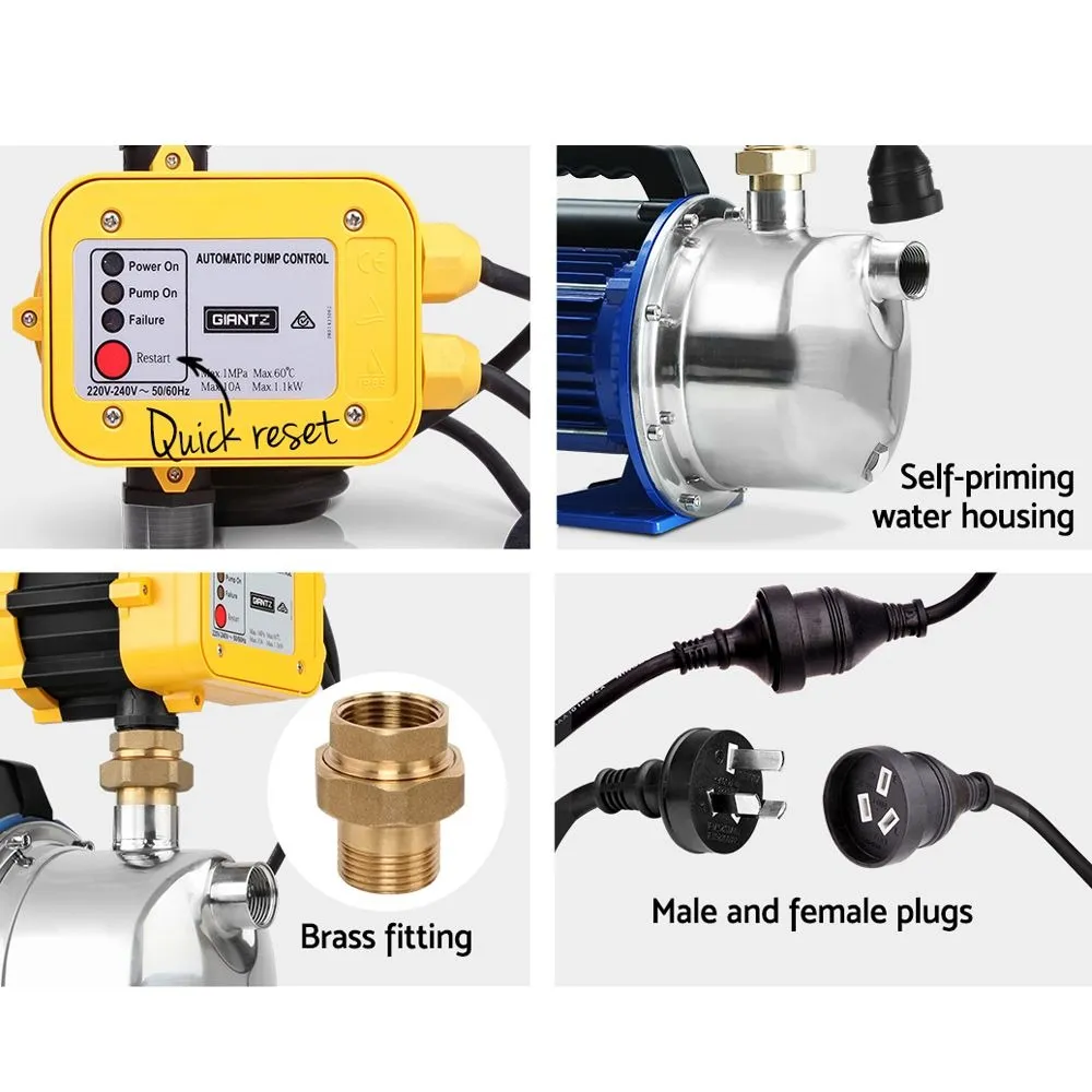 Stainless Steel Jet Pump 1100W High Pressure Garden Water Pump with Auto Controller 4,600L/H 45m Head Yellow - Image 7
