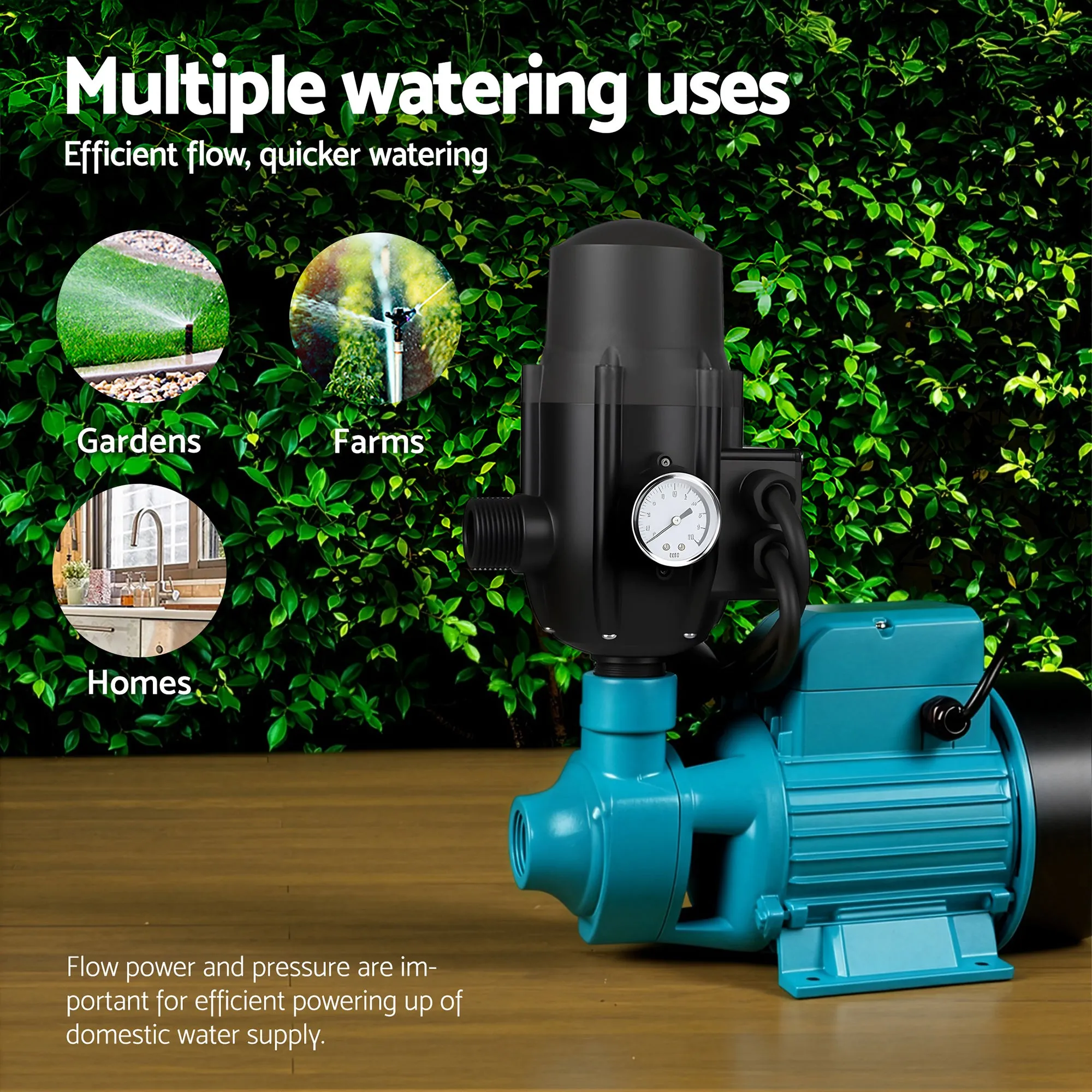 Auto Peripheral Water Pump QB80 750W 3,300L/H 60m Head Garden Irrigation Black - Image 5