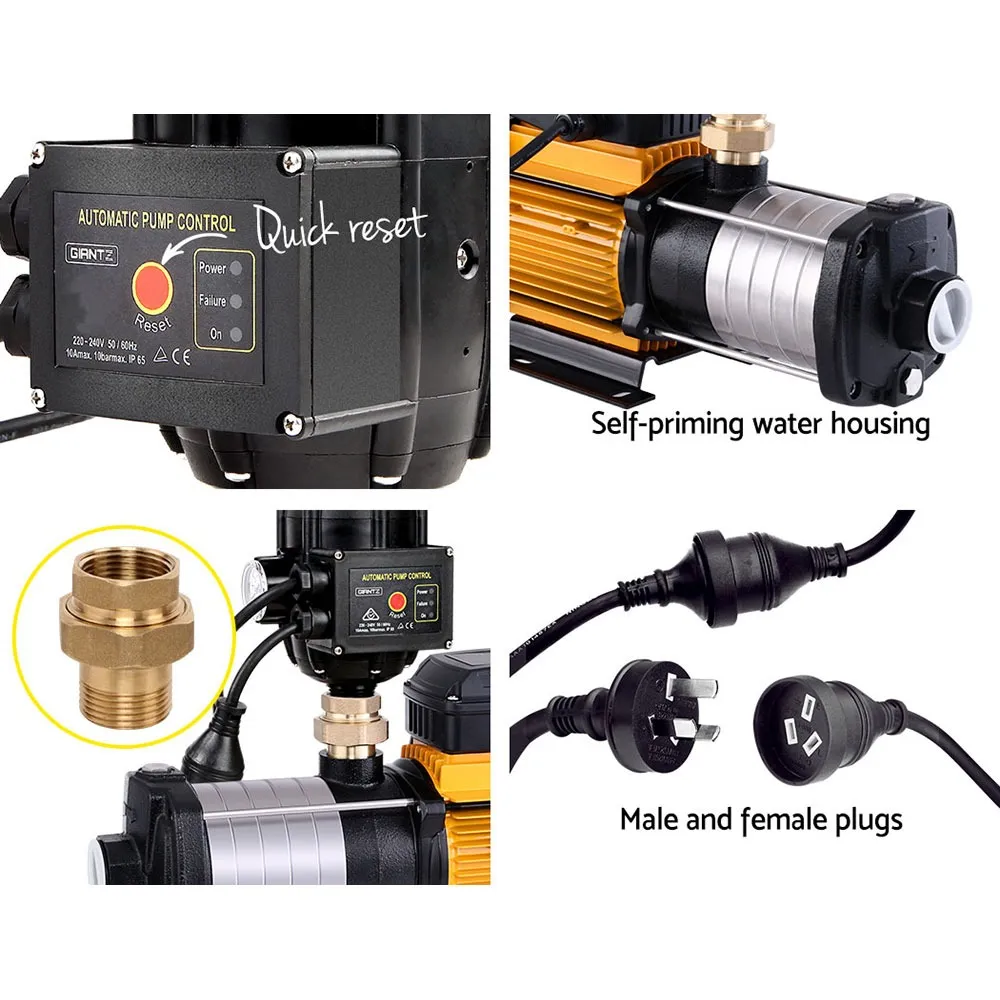 6 Stage Water Pump with Controller 2500W Max 12,000L/H 70m Head Rain Tank Garden Farm House Irrigation Black - Image 5
