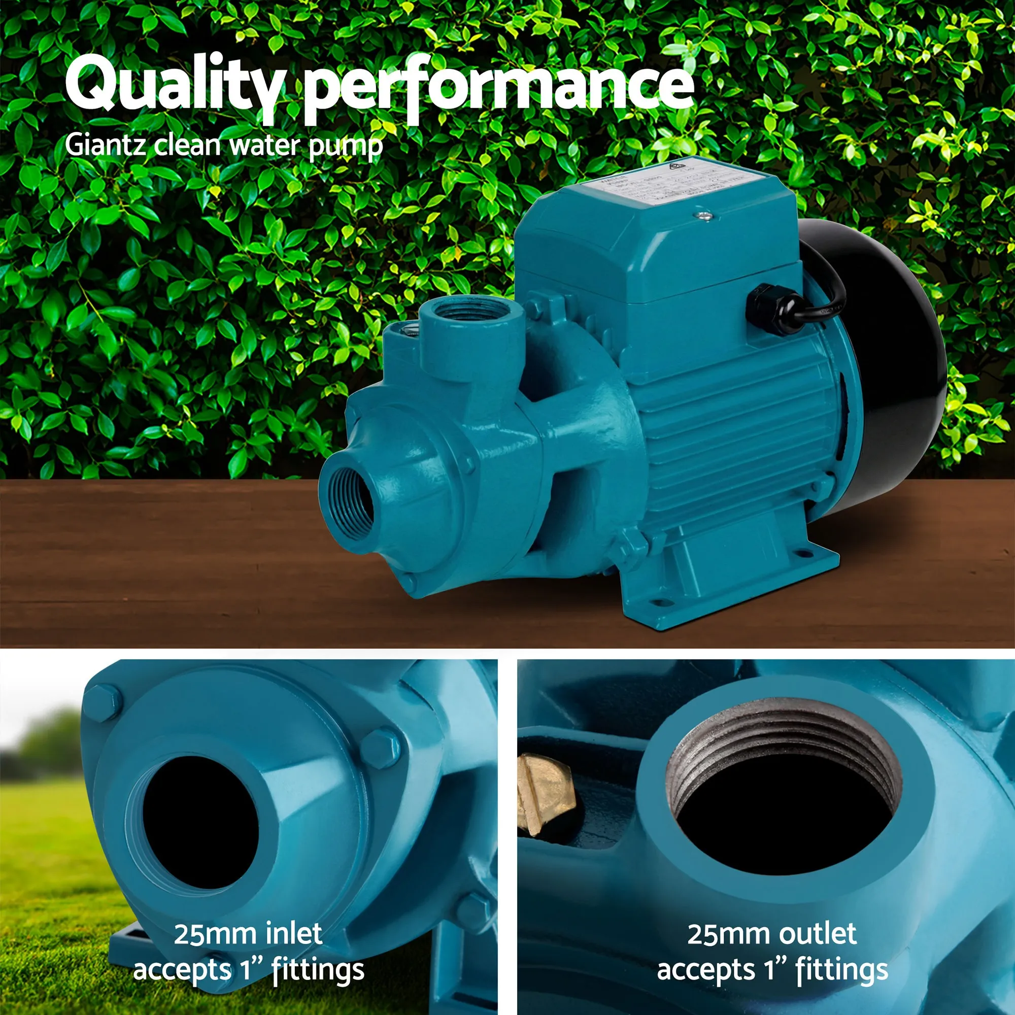 Peripheral Water Pump QB80 750W 3,300L/H 60m Head for Garden Irrigation - Image 3