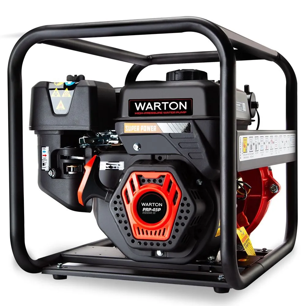 Warton fire fighting water pump with 235cc petrol engine in a protective tubular steel frame