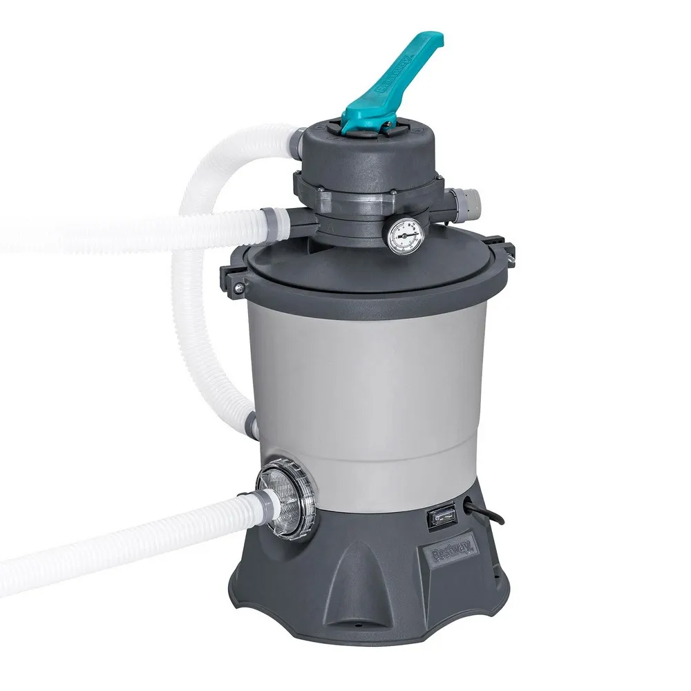 Bestway Flowclear sand filter pump with filter tank, 6-position valve and pressure gauge for small pools