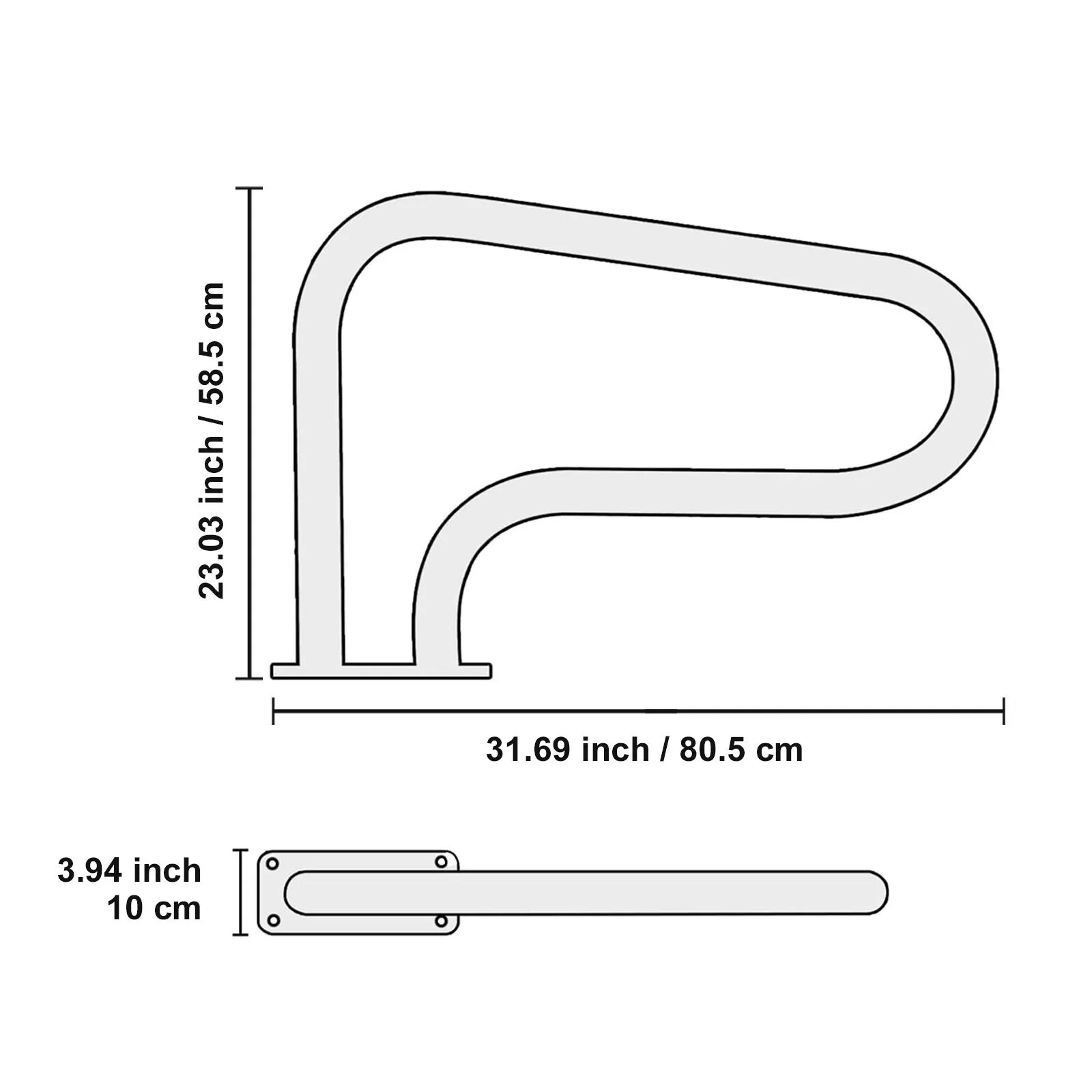 Stainless Steel Pool Handrail 32" x 23" 220LBS Safety Rail with Base Plate - Image 7