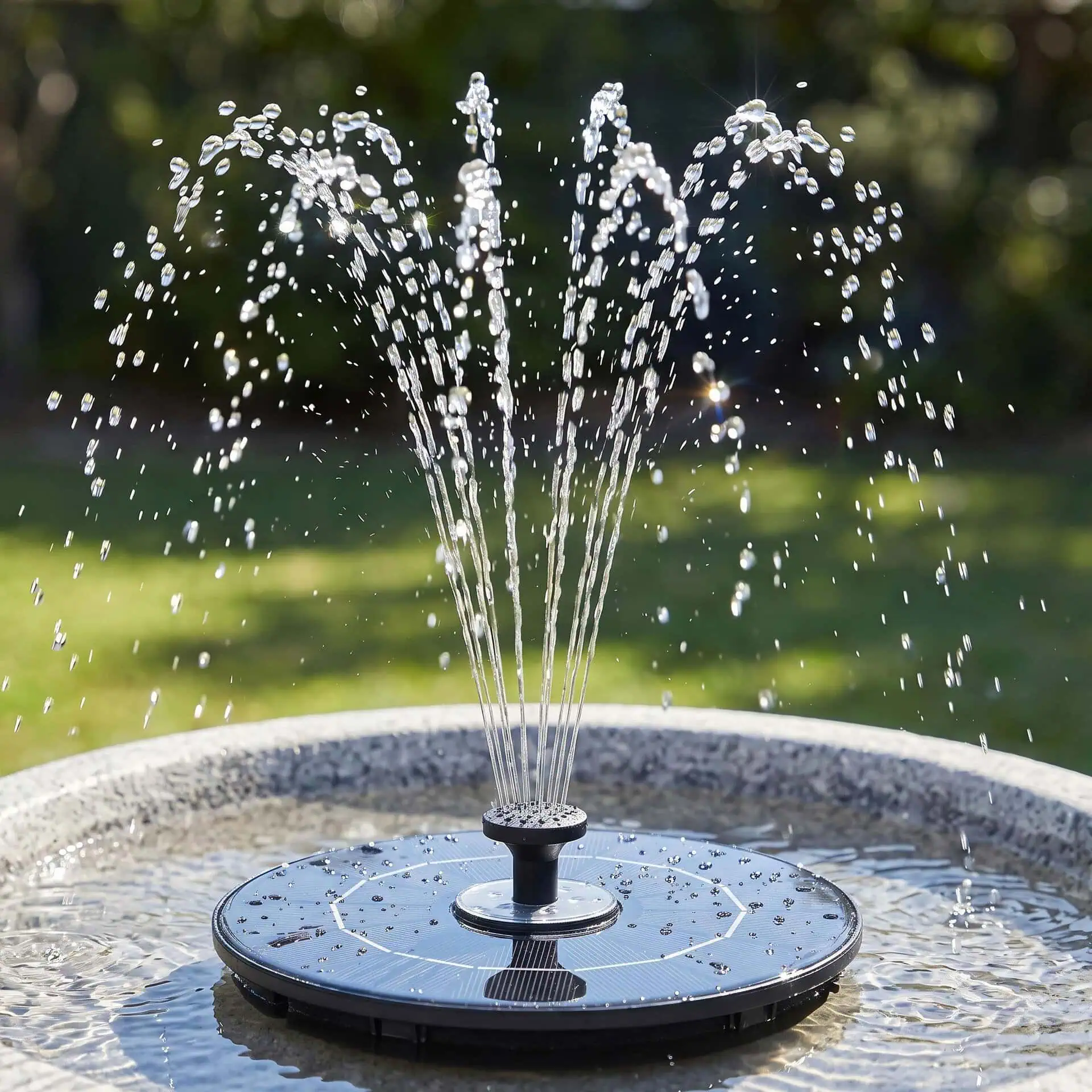 Floating Solar Fountain Pump with 6 Colour LED Lights, 9 Spray Heads 165L/h Flow - Image 2