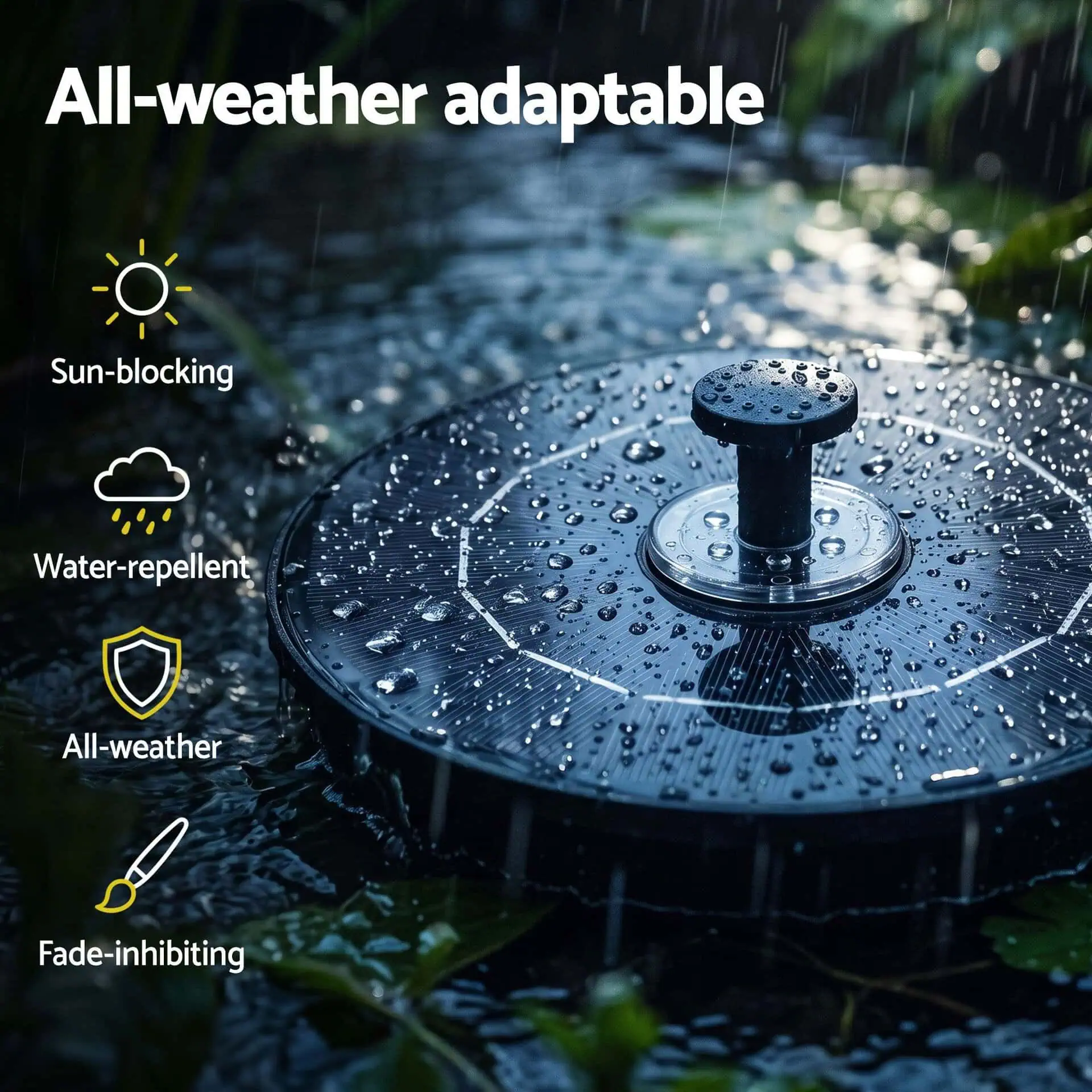 Floating Solar Fountain Pump with 6 Colour LED Lights, 9 Spray Heads 165L/h Flow - Image 6