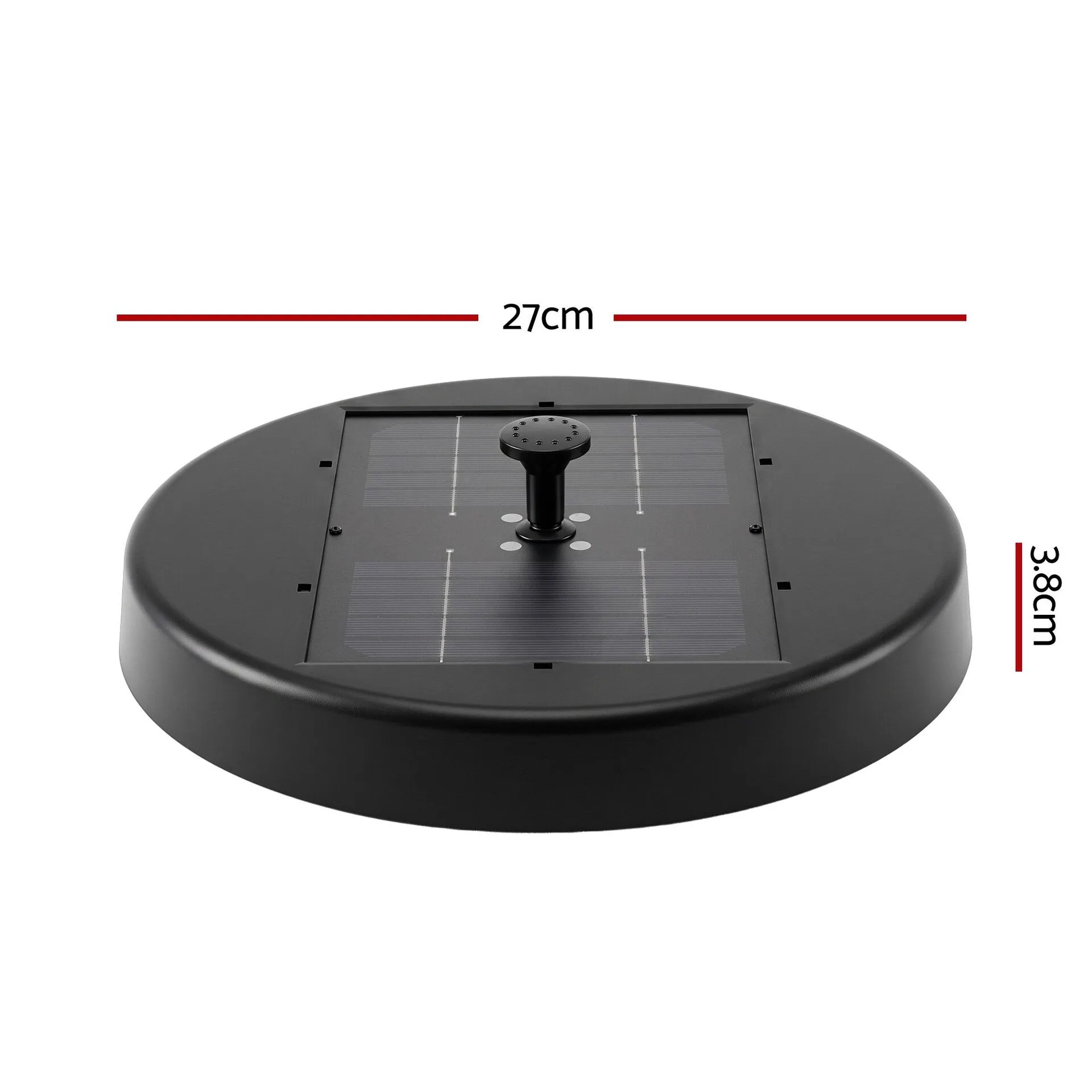 2.5W Solar Fountain Pump with 4 LED Lights, Remote Control & 5 Spray Heads, 250L/h, Black - Image 11