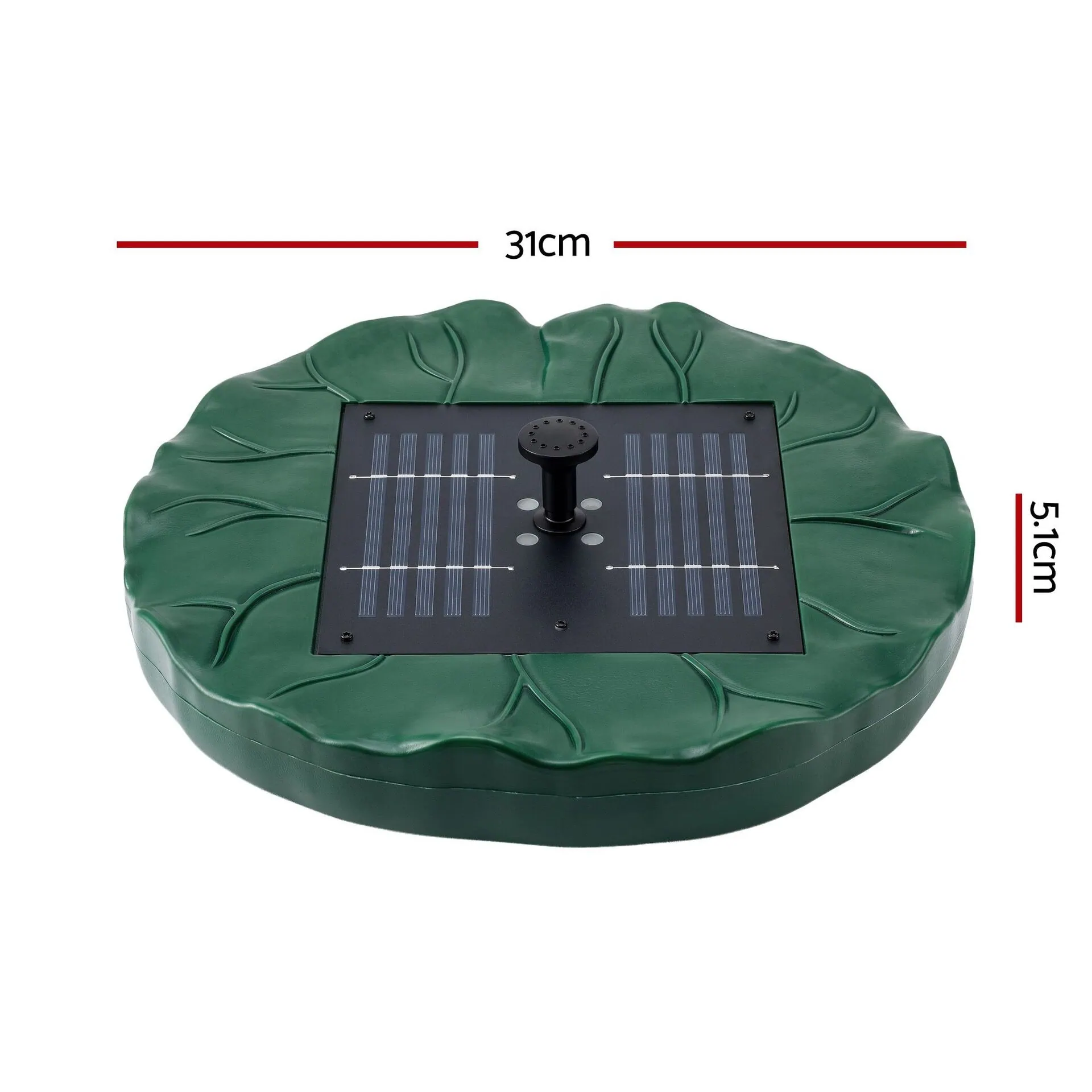 1.2W Solar Fountain Pump with 4 LED Lights, Remote Control & 5 Spray Heads, 150L/h, Green - Image 11